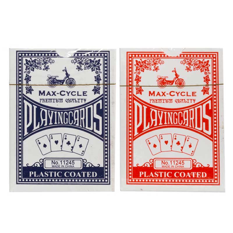Max Cycle Playing Cards, Plastic Coated Poker Size