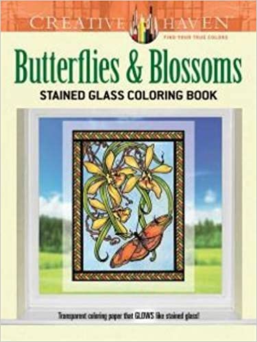 Dover Stained Glass Colouring Book Butterflies & Blossoms