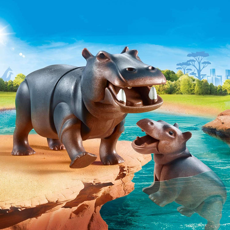 Zoo Hippo with calf