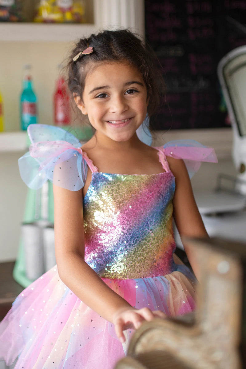Great Pretenders Rainbow Fairy Dress & Wings Size 5/6
