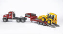 Bruder MACK Granite Flatbed Truck with JCB Loader Backhoe
