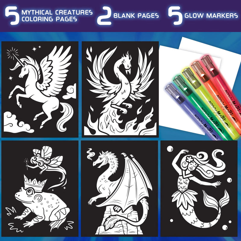 Crayola Glow Fusion Marker Colouring Set Mythical Creatures
