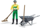 Bruder Farmer With Wheel Barrow And Accessories