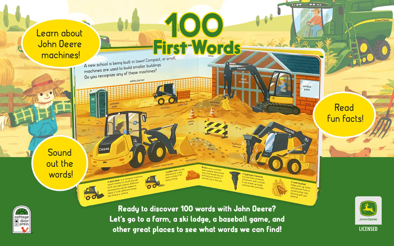 John Deere Kids 100 First Words Hardcover Board Book