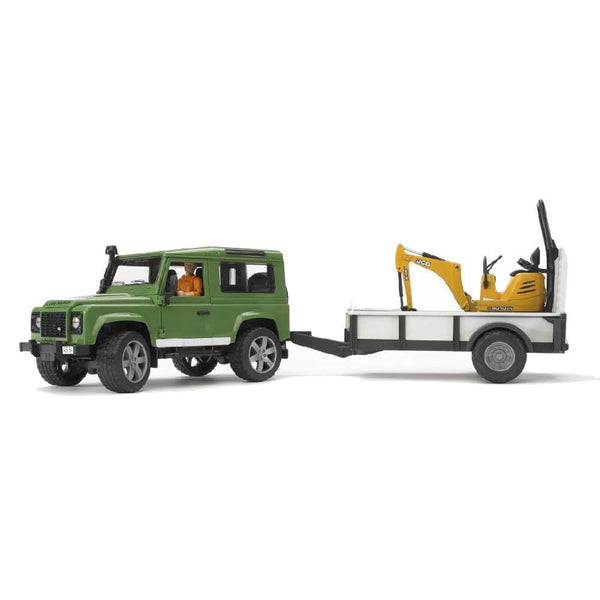 Bruder Land Rover With Trailer, Worker and JCB Excavator #02593