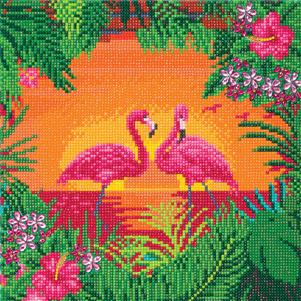 Crystal Art Medium Framed Kit Fancy Flamingoes