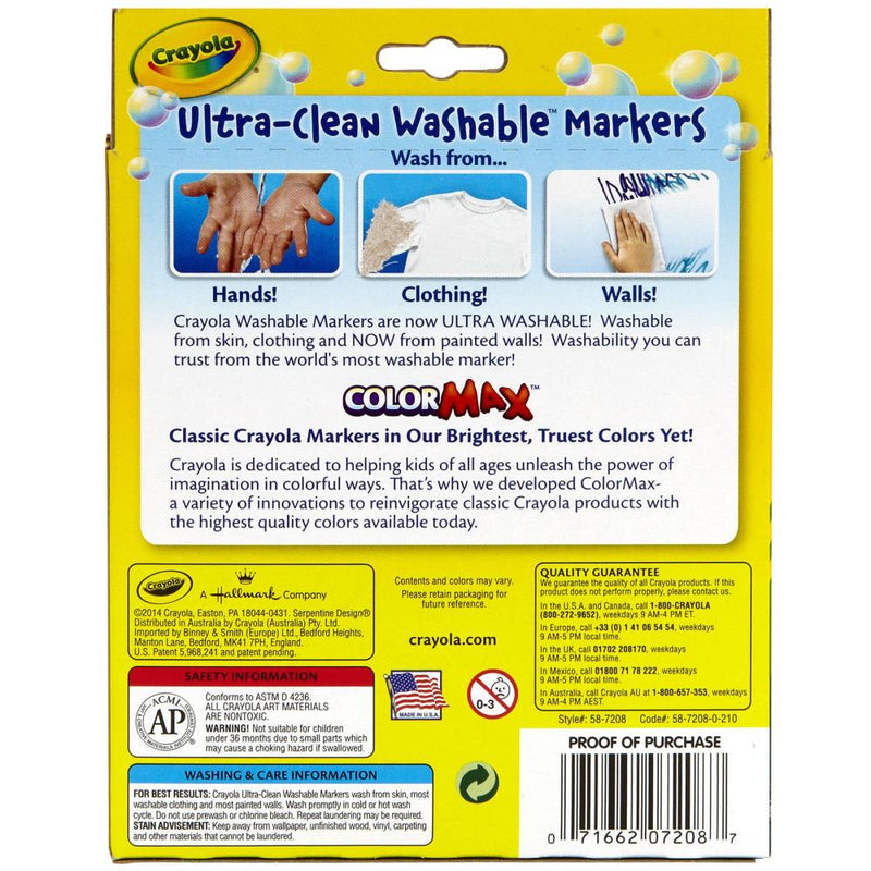 Crayola Ultra-Clean Washable Wedge Tip Markers, 8 Count