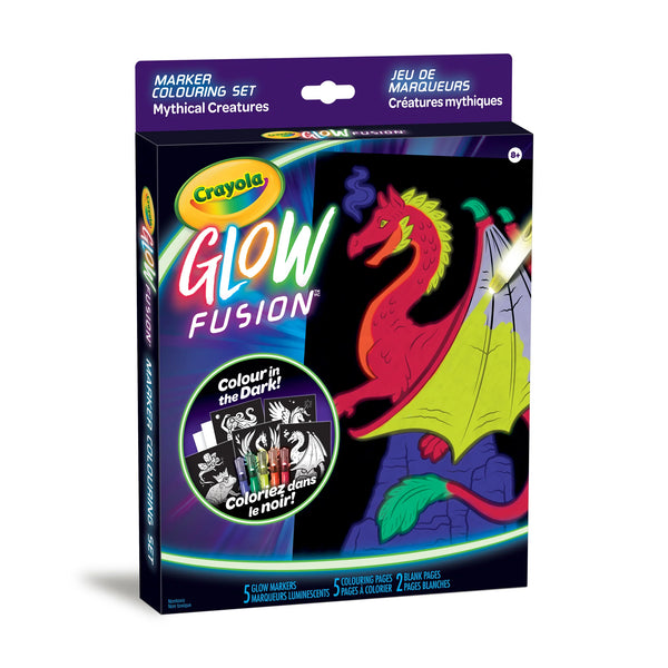 Crayola Glow Fusion Marker Colouring Set Mythical Creatures